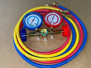 R134a AC Air Conditioner Gauge and hoses, missing pieces - Picture 1 of 9