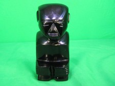 Obsidian Aztec Mayan Carved Statue 5 1/2 Inches Tall 