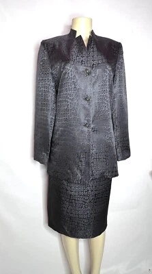 TRAJE FALDA VINTAGE TRAVIS AYERS GRIS OSCURO 100% SEDA 3 BOTONES Foto 1 de 4