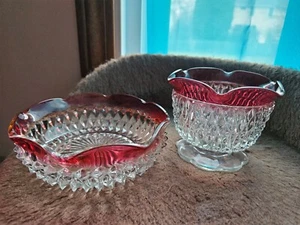 Indiana crystal ruby glass vintage,set of 2 candy bowls - Picture 1 of 8