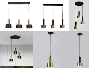 1/3 Way Hanging Pendant Light E27 Ceiling Light Modern Chandelier Black/Gold - Picture 1 of 39