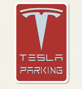 Letrero de aluminio Tesla ART solo estacionamiento con protección UV para todo tipo de clima ROJO - Imagen 1 de 4