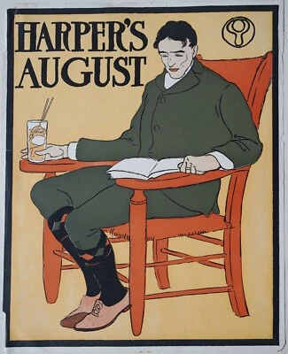 Original 1920 Lithografie Edward Penfield für Harper’s Bazaar August 26 x 32cm - Bild 1 von 4