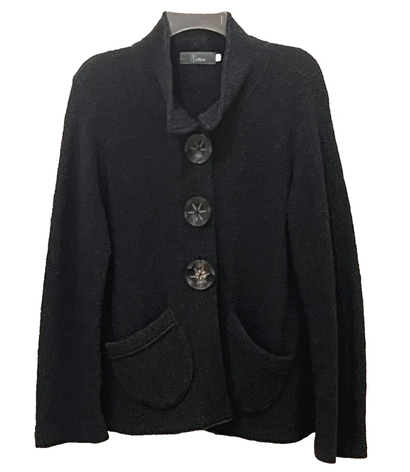 Suéter Art-to-Wear Lagenlook con Cuello Sauce Texturizado Cuadrado, Negro, M Foto 1 de 4