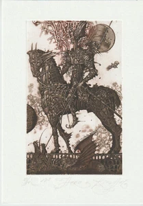 Impresión artística original de edición limitada grabado Exlibris "Héroe" por SUSTOV ROMAN - Imagen 1 de 1