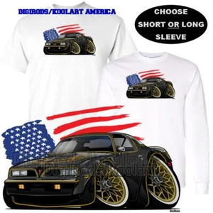 Pontiac Firebird Trans Am Gold Black Movie DigiRods #2 Cartoon Car T Shirt - Picture 1 of 8
