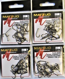 100 anzuelos de pesca Matzuo Fishing 103012 negro cromo caña lisa desplazados talla 6 - Imagen 1 de 1
