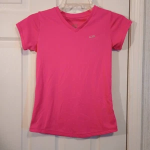 CHAMPION Girls Knit T-Shirt Size L 10-12 Hot Pink V-Neck Activewear Casual EUC - Picture 1 of 11