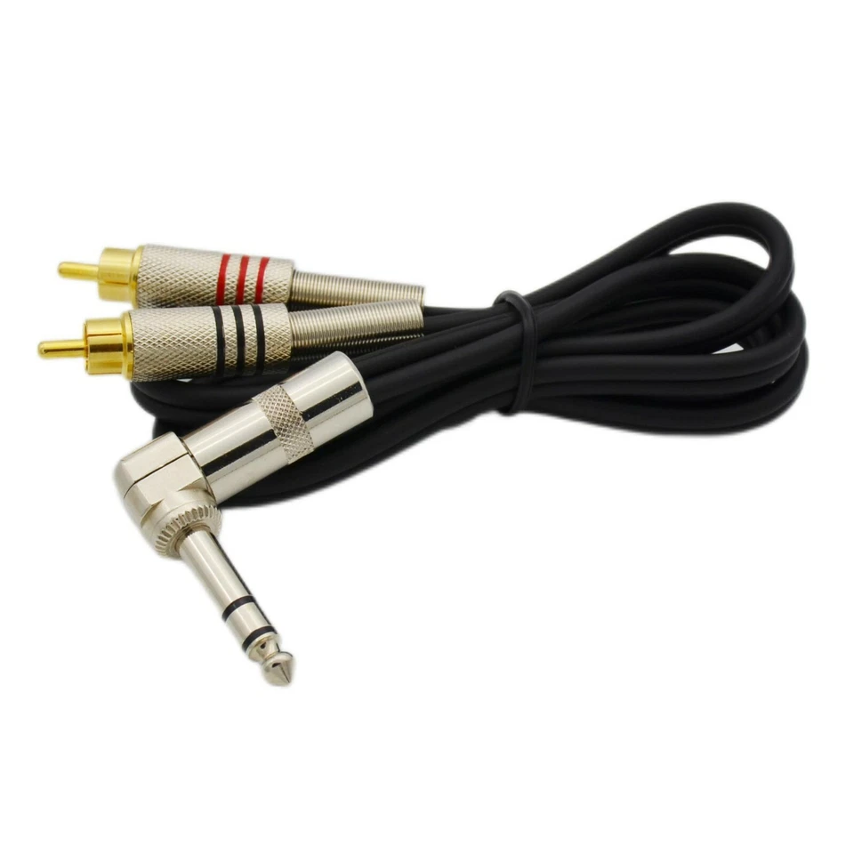 6.35mm Stereo Right Angle plug Male to Dual RCA Male DIY Y Splitter Cable - Image 1 of 4