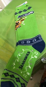 Maglione Seattle Seahawks a righe renne calzini vacanza adulti grandi - Foto 1 di 2