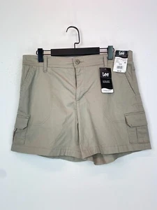Lee Mushroom Beige Plain Cargo Shorts Ultra Soft Waistband Mid Rise 14 NEW - Picture 1 of 10
