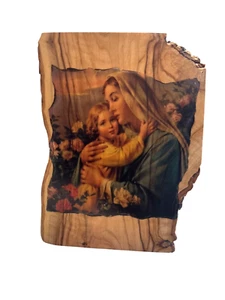 Einzigartige handgeschnitzte Olivenholz Maria & Jesus Kunst spirituell religiös christlich  - Bild 1 von 4