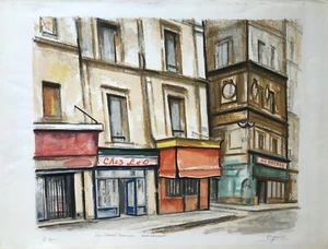 TAKANORI OGUISS GRANDE LITHOGRAPHIE ORIGINALE PARIS RUE MONTORGUEIL DÉDICACE - Picture 1 of 4