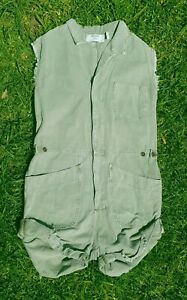 One Teaspoon Green Denim XXS jumpsuit playsuit raw edges sleeveless *flaw*