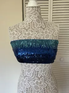 Woman Bandeau Bra With Sequins Size L Cotton Lining - Picture 1 of 6