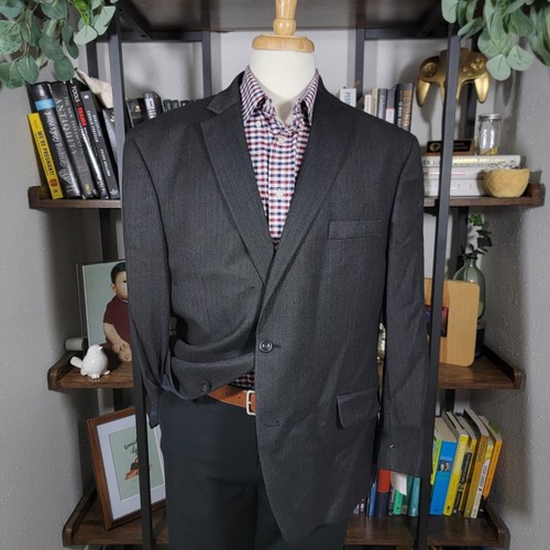 Cappotto sportivo uomo Michael Kors due bottoni antracite spina di pesce poli misto taglia 46R