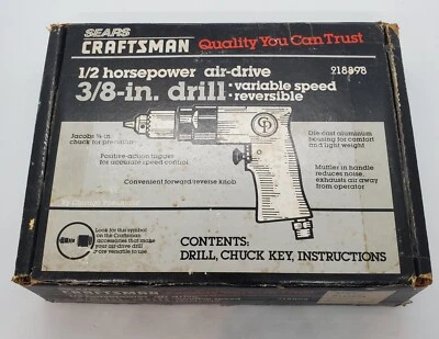 Taladro neumático de colección Sears Craftsman 1/2 hp Air-drive Chicago nuevo stock antiguo Foto 1 de 4