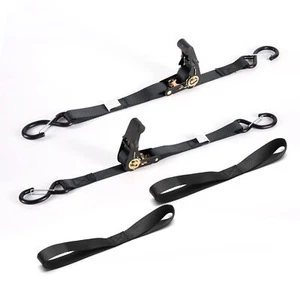 Boat Trailer Transom Ratchet Tie down Straps Short with Latching Hooks and Soft - Picture 1 of 7