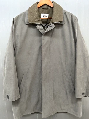 Trench Coat Men 46 Brown Removable Liner Wool Trim Pockets Quiet Luxury Academia - Image 1 of 4