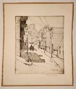 1922 ORIGINAL BEATRICE LEVY ETCHING 'VALPARAISO & MASON SF' PRINT #27 - Picture 1 of 6