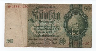 GERMANY 50 REICHSMARK 1933 PICK 182A LOOK SCANS - Image 1 of 2