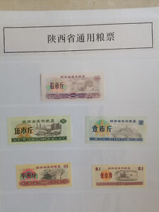 5 different China Grain Tickets - Shaanxi Province-1980