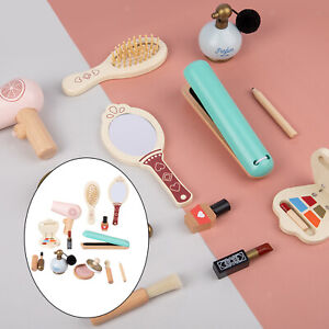12Pcs/Set Wooden Pretend Play Makeup Set Lipstick Brush Mascara Gifts Age 3+