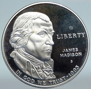 1993 USA United States JAMES MADISON Montpelier Proof Silver Dollar Coin i89636 - Picture 1 of 3
