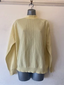 Womens Vintage Mod Yellow Patterned Turtle Neck Jumper 1960s 70s Style - Picture 1 of 10