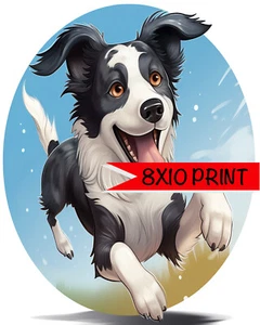 Border Collie Happy Child Nursery Art 8"x10" Print Dog Wall Decor S-145 - Picture 1 of 1