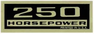 Juego de calcomanías Corvette 1962-65 ""250" caballos de fuerza - negro/dorado perfecto 2 piezas - Imagen 1 de 1