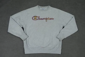 Champion Sweater Mens Medium Gray / Grey Spell Out Reverse Weave Logo Pullover - Picture 1 of 13