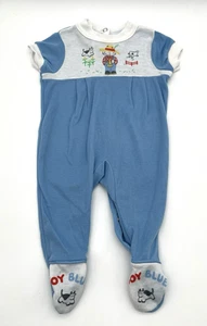 Pijama de tela azul mediano vintage años 80 Carter's bebé niño pequeño - Imagen 1 de 10