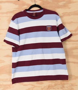 West Ham United Colorblock Striped Woven T-Shirt Mens  2XL Official Merch - Picture 1 of 4