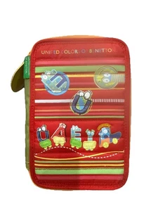 United Colors Of Benetton School Pencil Case 2 Compartments Zip Closure Nylon - Picture 1 of 8