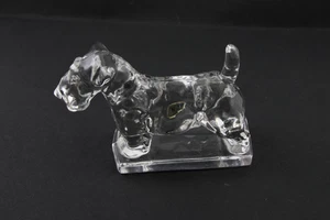 Vtg A.H. Heisey Glass Scottie Dog Sealyham Terrier Paperweight w/ Partial Label - Picture 1 of 7