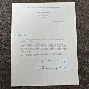 FELDMARSCHALL MONTGOMERY VON ALAMEIN (BERNARD MONTGOMERY) - TYPOSKRIPT SIGNIERT - Bild 1 von 3