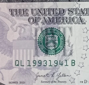 QL19931941B $5 Tombstone Note Fancy Serial Number 1993 1941 Five Dollar Bill - Picture 1 of 3