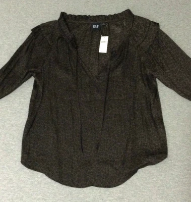 NWT $59 Gap Shirt Women sz S/P brown Top polyester Long Sleeve animal print Foto 1 de 4