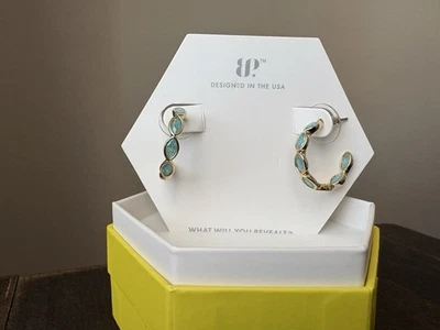 Pendientes Bomb Party cristal de hielo azul aguamarina enchapado en oro OG Foto 1 de 3