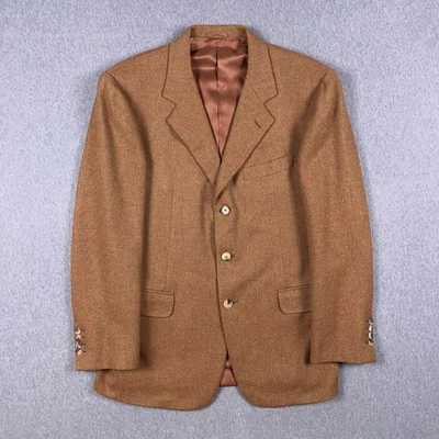 VTG Hermes Paris Blazer Mens EU 48 Wool Cashmere Herringbone Made in Italy - Image 1 of 4