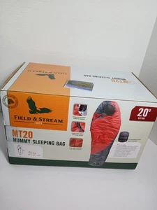 NIB Field & Stream MT20 Sleeping Bag 20 Degree Adult Mummy Red Black Camping CL - Picture 1 of 8