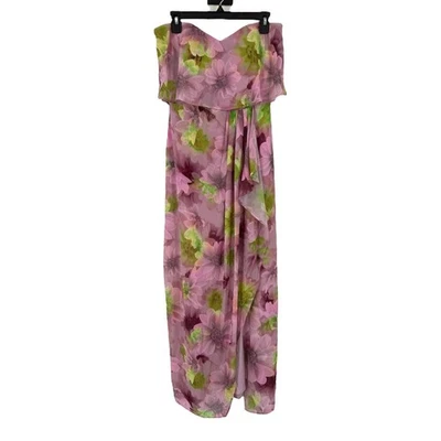 Jewel by Badgley Mischka strapless floral georgette dress DEFECT size 6  - Image 1 of 4