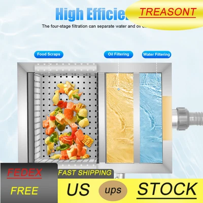 Interceptor de trampa de grasa de acero inoxidable para restaurante cocina aceite de aguas residuales EE. UU. Foto 1 de 4