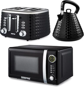 GEEPAS Digital 20L Microwave, Argyle Colletion 1.7L Kettle & 4 Slice Toaster Set - Picture 1 of 12
