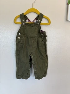 Nordstrom Baby infant plaid flannel lined overalls size 6 months excellent condi - Picture 1 of 3