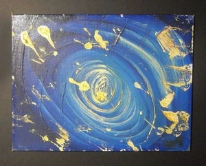 OUTER SPACE 1967 * ORIGINAL OIL PAINTING * signed SWK * cosmic abstract vortex - Picture 1 of 13