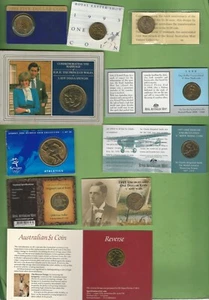 #WW.    #7.   LOT OF TEN (10)  AUSTRALIAN CARDED COINS - Picture 1 of 2