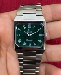 Vintage Rado Green Stone Dial Tank Winding Intergrated Bracelet - Picture 1 of 19