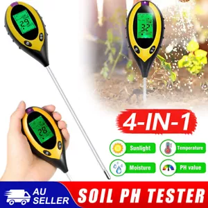 4 in 1 Digital Soil PH Tester Moisture Meter Test Kits Fits Garden Plant Lawns - Picture 1 of 12
